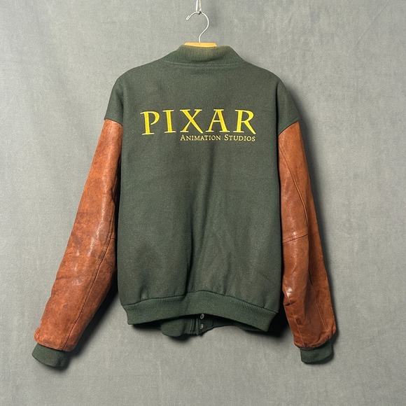 Golden Bear Other - Vtg Golden Bear Pixar Green Leather Varsity Jacket Men's XL Wool Made in USA